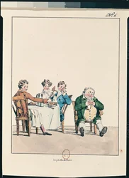 &39;Qui dort dine&39;, caricatura de um homem dormindo depois do jantar